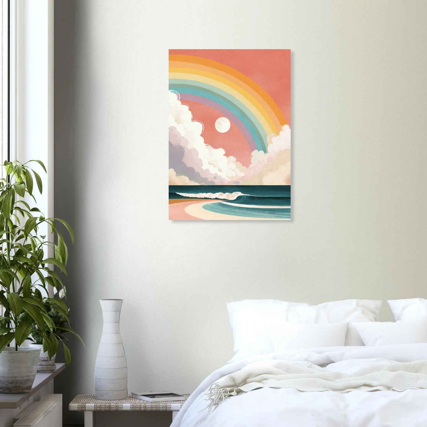 Magnifique affiche rose, rainbow, illustrée