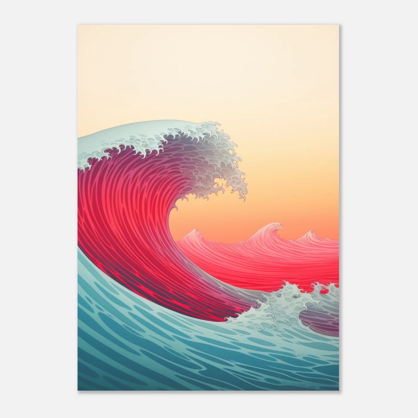 Affiche coucher de soleil rose rouge bleu orange, originale, imprimée en France sur papier haut de gamme.