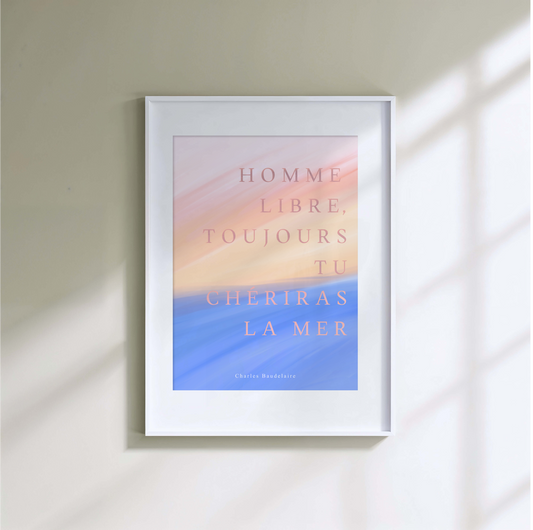 L'affiche Homme libre, toujours tu chériras la mer, encadrée