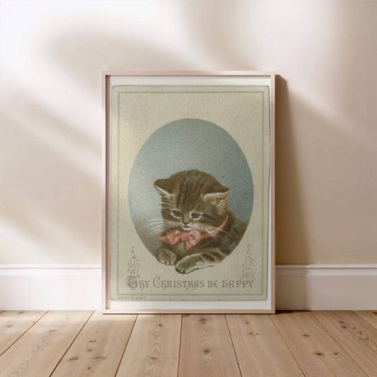 Thy Christmas Be Happy, carte victorienne au chat