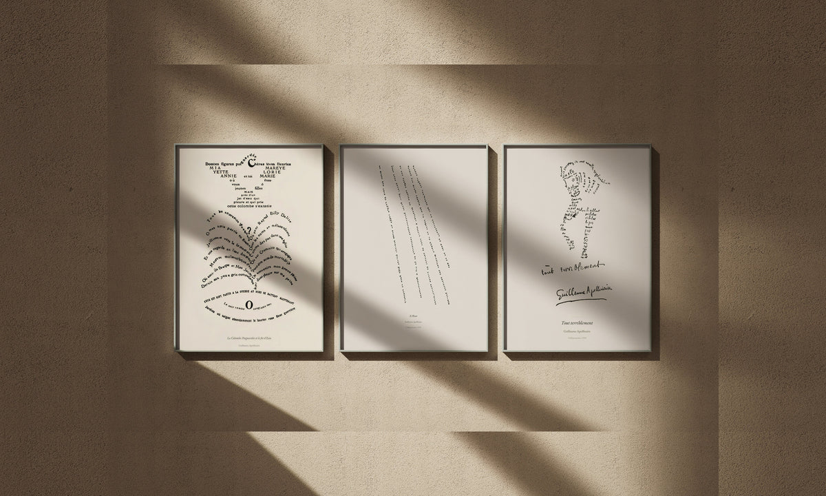 Calligrammes Apollinaire - affiches encadrées, édition Heure d'été