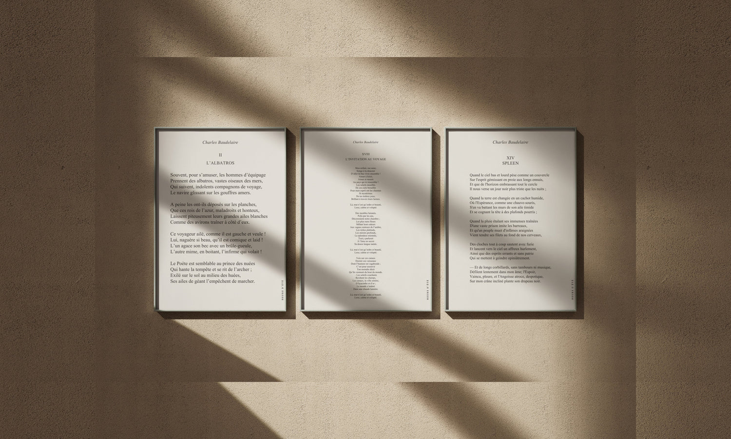 Charles Baudelaire - affiches encadrées, édition Heure d'été