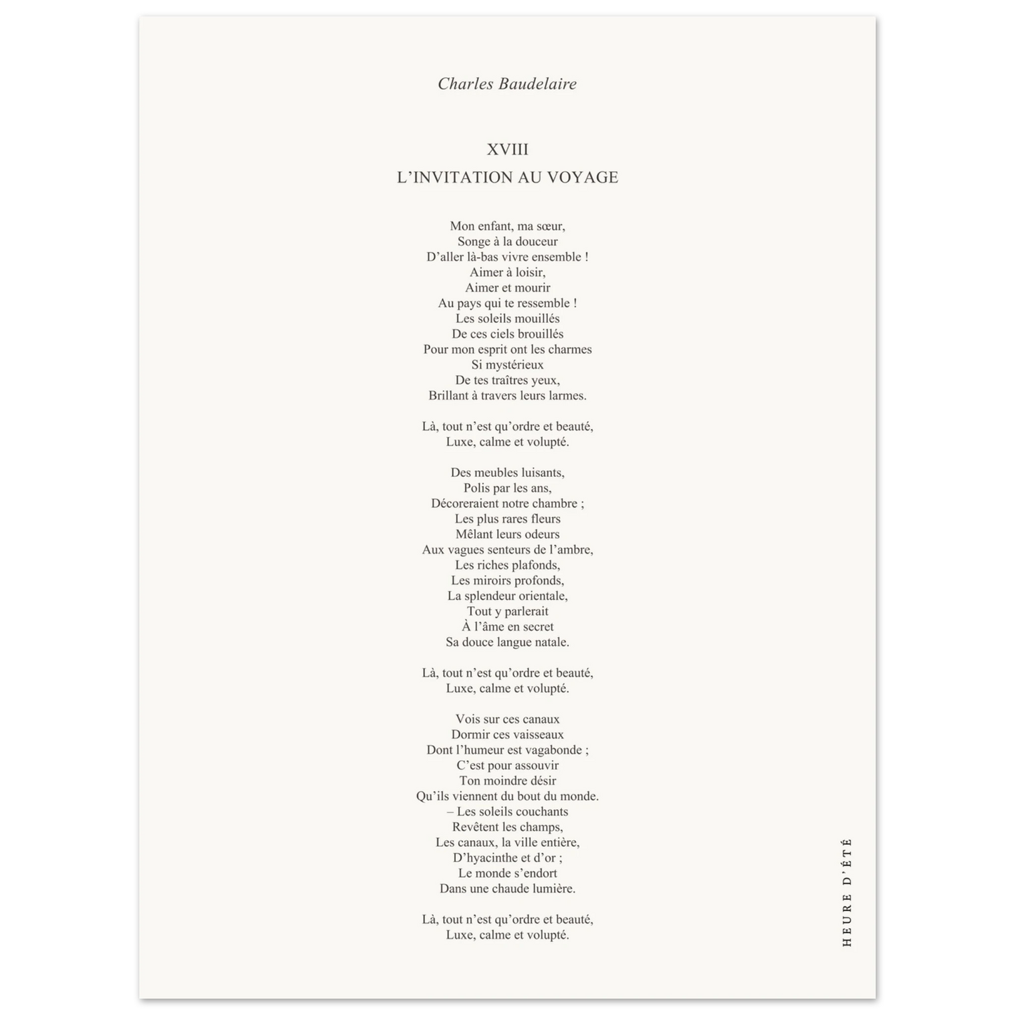 L'invitation au voyage - Charles Baudelaire - Heure d'été 
