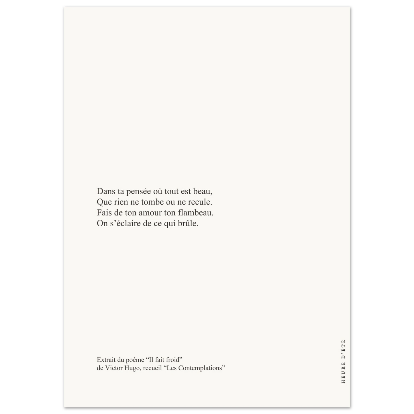 "Il fait froid" - Victor Hugo - Heure d'été 