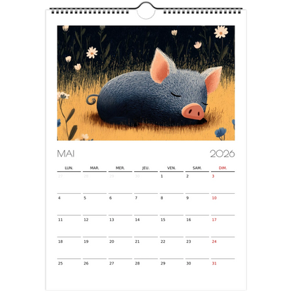 Calendrier pour enfants - Les animaux endormis - Heure d'été 