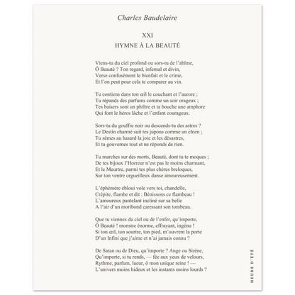 Hymne à la beauté - Charles Baudelaire - Heure d'été 