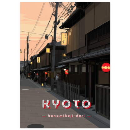 Affiche Kyoto, Hanamikoji-dori - Heure d'été 