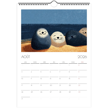 Calendrier pour enfants - Les animaux endormis - Heure d'été 