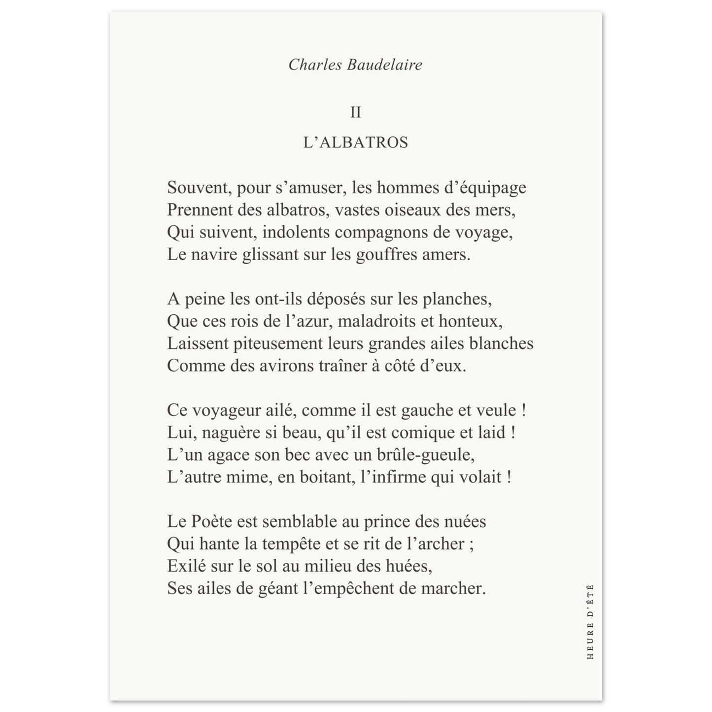 L'Albatros - Charles Baudelaire - Heure d'été 