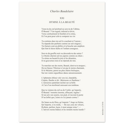 Hymne à la beauté - Charles Baudelaire - Heure d'été 