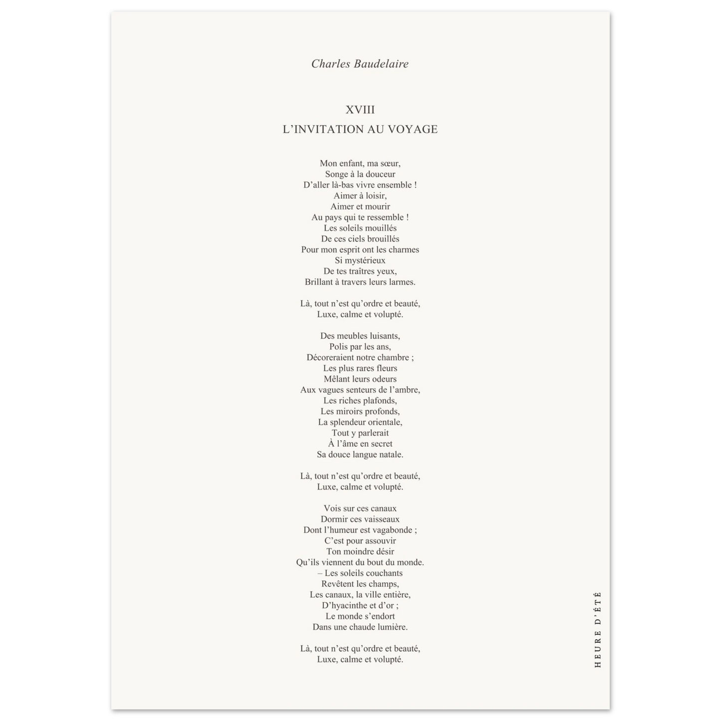 L'invitation au voyage - Charles Baudelaire - Heure d'été 