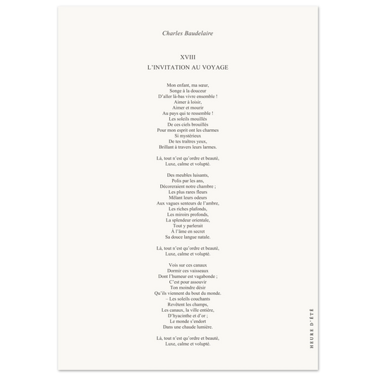 L'invitation au voyage - Charles Baudelaire - Heure d'été 