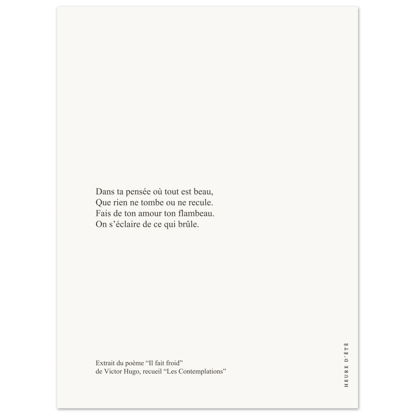 "Il fait froid" - Victor Hugo - Heure d'été 