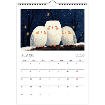 Calendrier pour enfants - Les animaux endormis - Heure d'été 