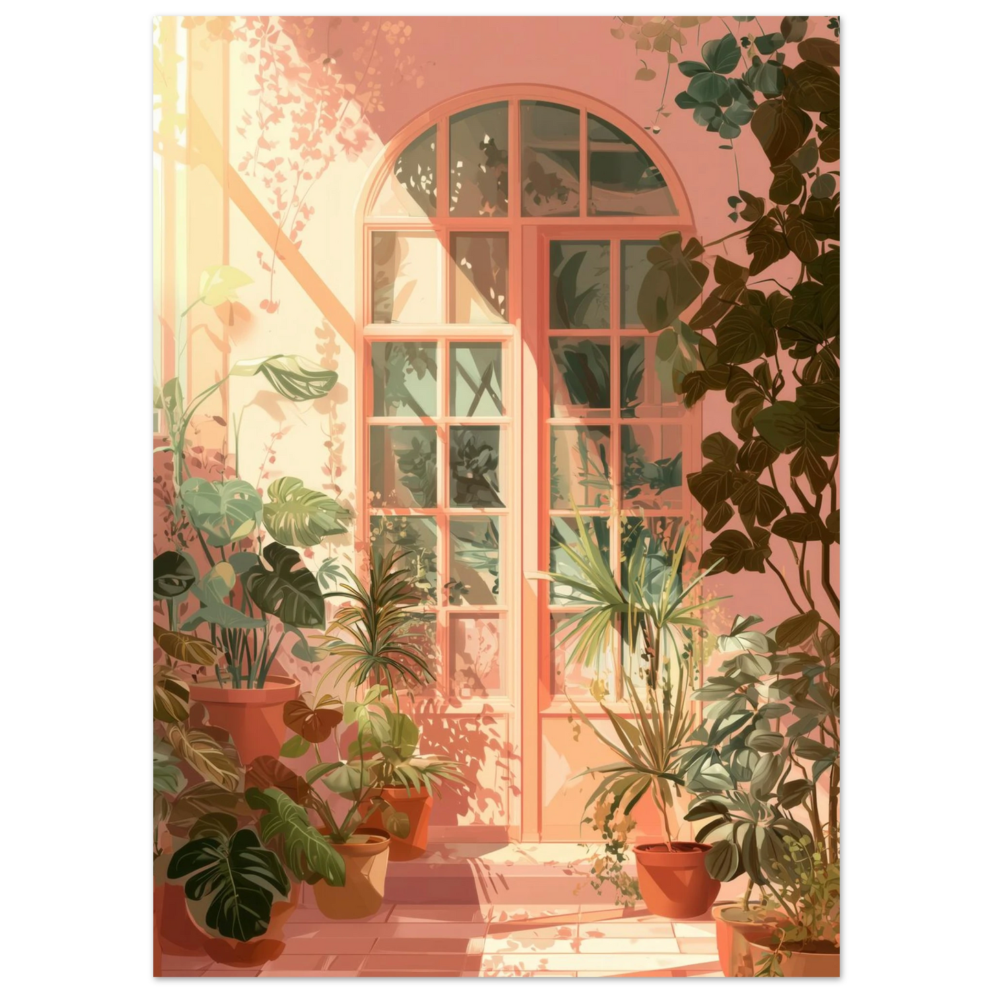 Lofi details pour cette afiche murale au teintes chaudes et réconfortantes; un jardin d'hiver qui ne flétrit pas !