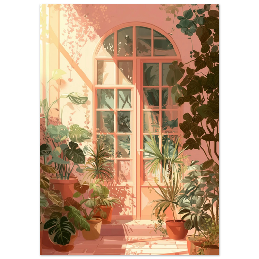 Lofi details pour cette afiche murale au teintes chaudes et réconfortantes; un jardin d'hiver qui ne flétrit pas !