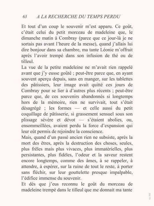 À la recherche du temps perdu - Marcel Proust - affiche à plat