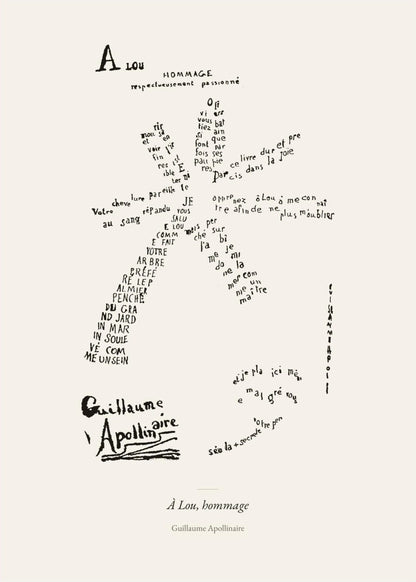 À Lou, hommage - Apollinaire - Affiche Calligramme Étoile, l'affiche seule, papier épais mat éco-responsable