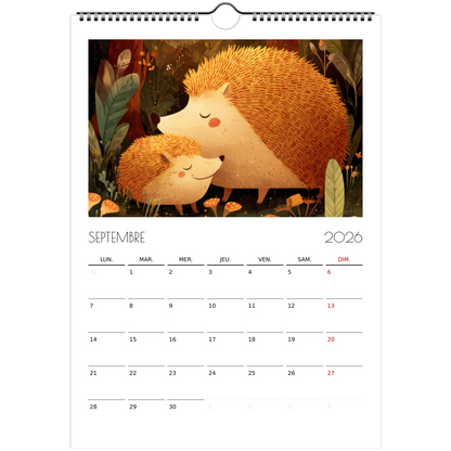 Calendrier pour enfants - Les animaux endormis - Heure d'été 