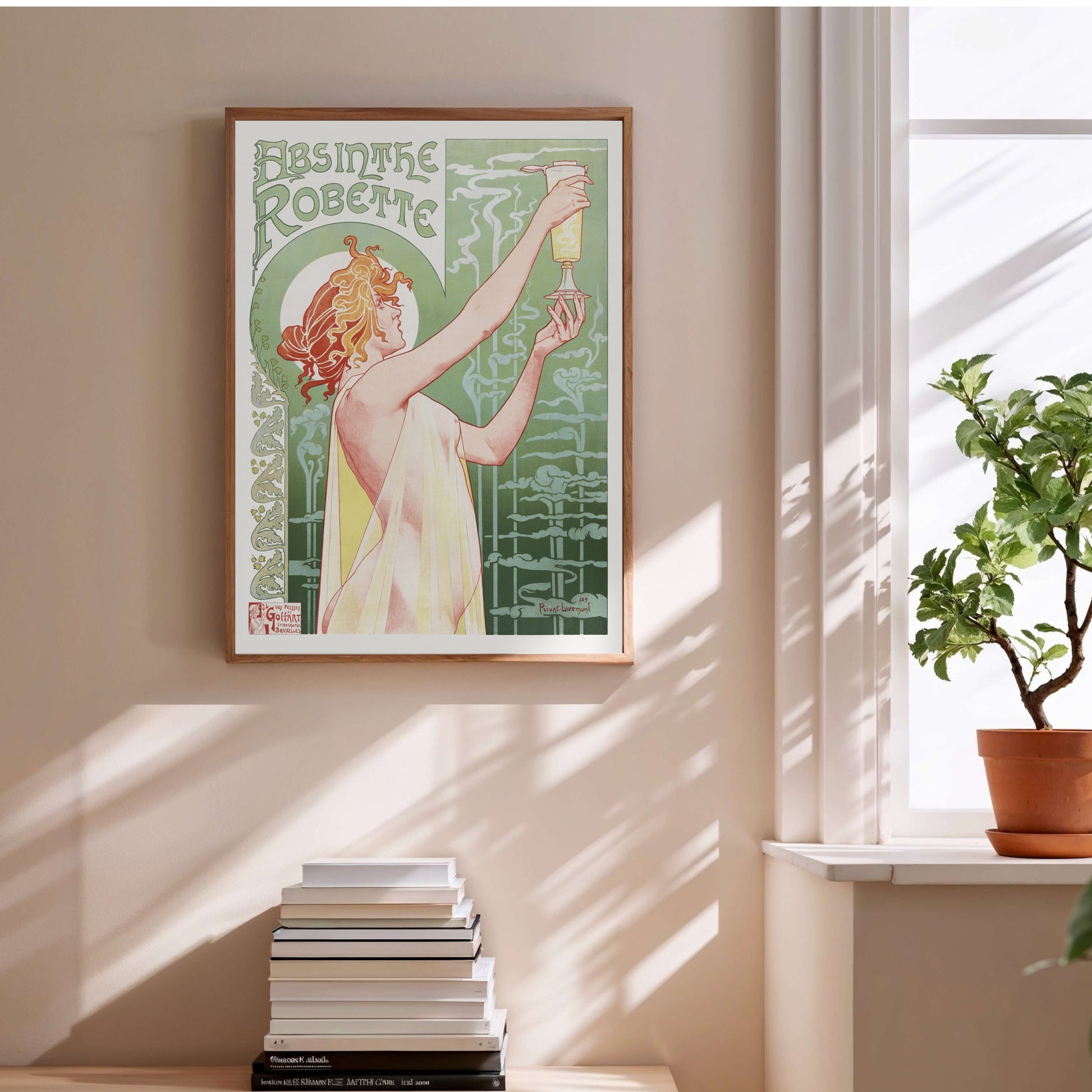 Absinthe Robette - Privat-Livemont - Affiche Art Nouveau en situation