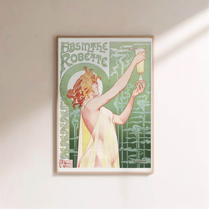 Absinthe Robette - Privat-Livemont, affiche encadrée sur un mur clair