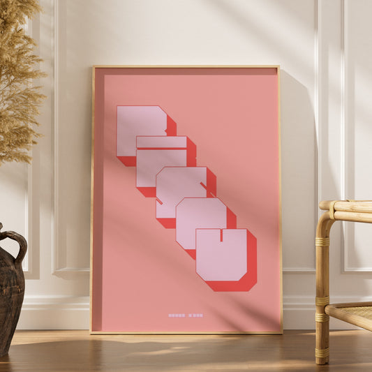 Affiche Bisou, affiche encadrée dans un intérieur élégant, herbes séchées et chaise en rotin