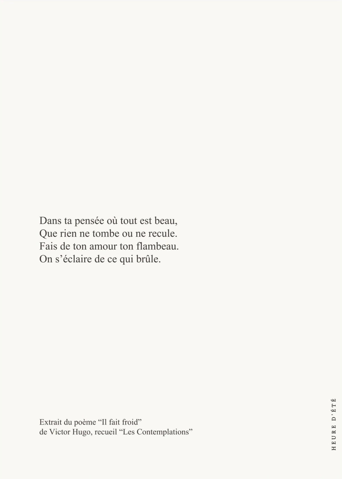 "Il fait froid" - Victor Hugo | Poster Citation, l'affiche seule, papier épais mat éco-responsable