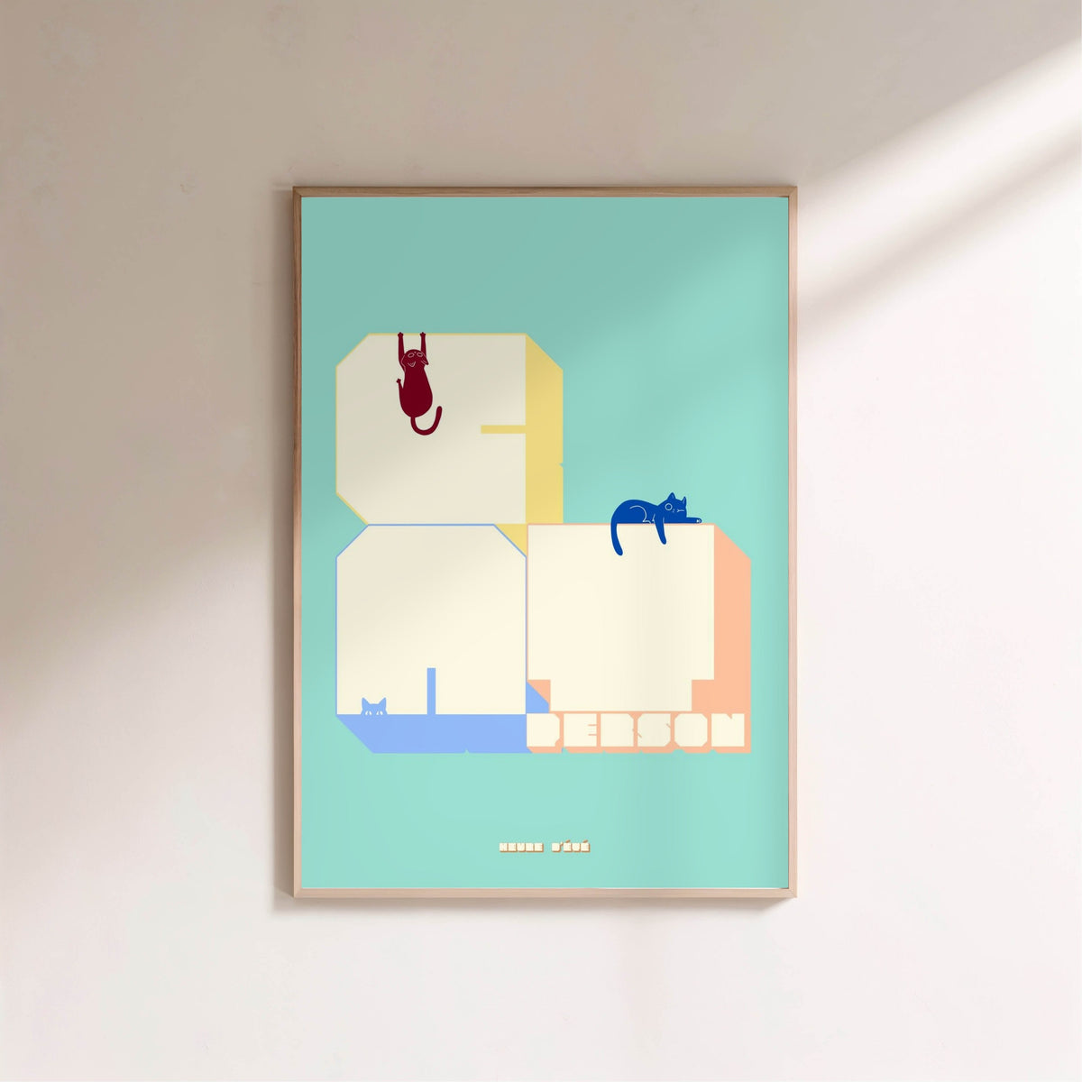 Cat Person lettering poster, framed poster on a light wall