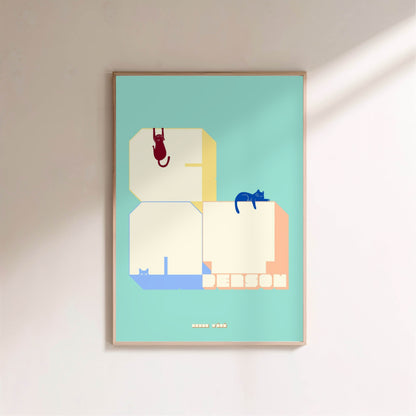 Cat Person lettering poster, framed poster on a light wall