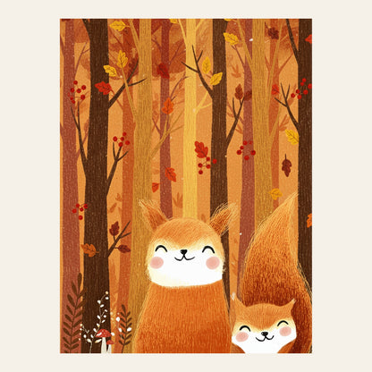Affiche enfants - L'automne des écureuils - l'affiche