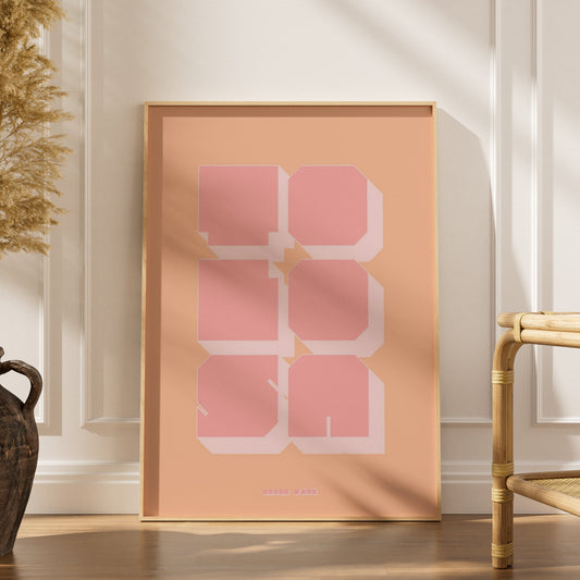 Affiche graphique Toulouse - Tolosa, affiche encadrée dans un intérieur élégant, herbes séchées et chaise en rotin