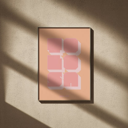 Graphic poster Toulouse - Tolosa, framed poster on a beige wall, window shadows