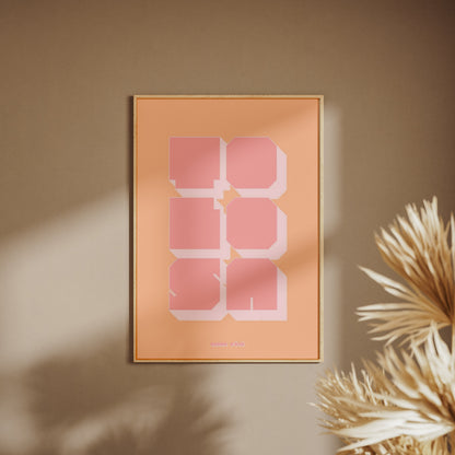 Graphic poster Toulouse - Tolosa, framed poster on a beige wall, pampas grass in the foreground