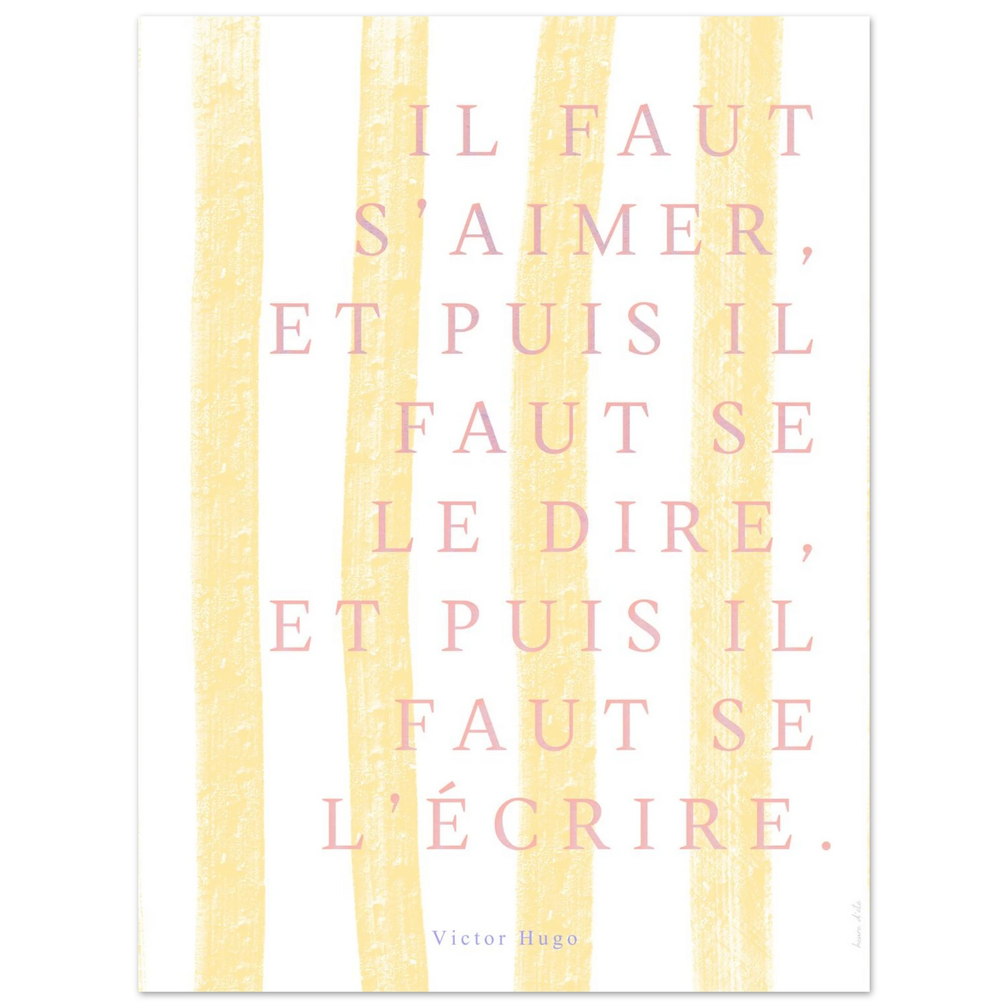 Illustration murale poétique de Victor Hugo, message d’amour lumineux.