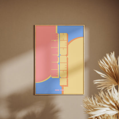 Poster lettering Still Happy, framed poster on a beige wall, pampas grass in the foreground
