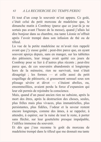 À la recherche du temps perdu - Marcel Proust, l'affiche seule, papier épais mat éco-responsable