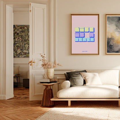 Life is a beach graphic poster, framed poster in a Parisian Haussmann living room