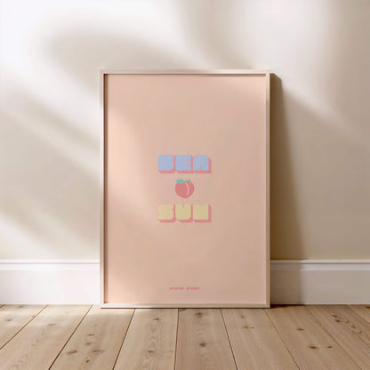 Affiche Sea Peach & Sun | Heure d'Été Studio