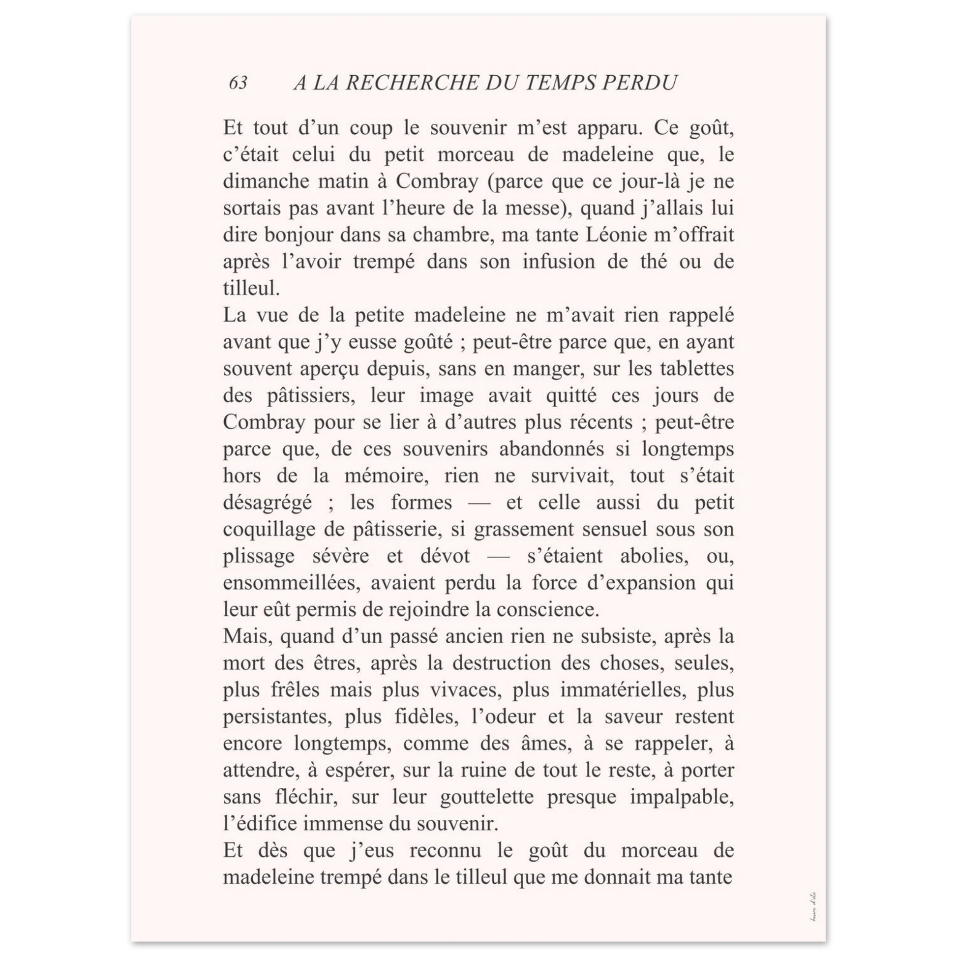Affiche murale texte Marcel Proust, design poétique noir et blanc, impression fine art.