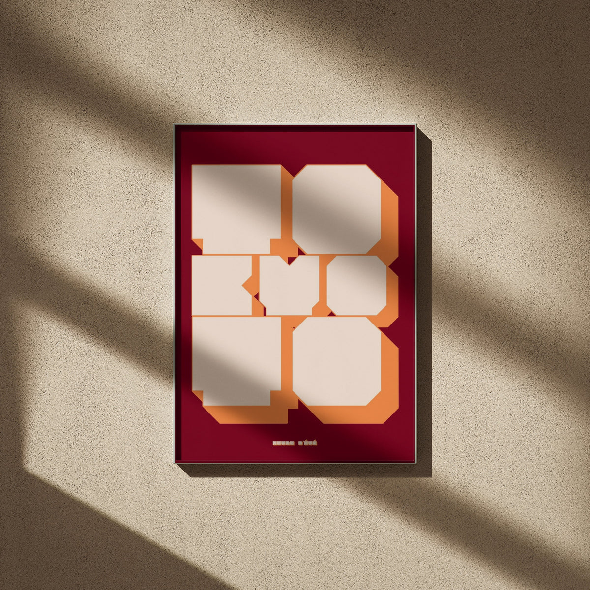 Poster Tokyo - Kyoto, framed poster on a beige wall, window shadows