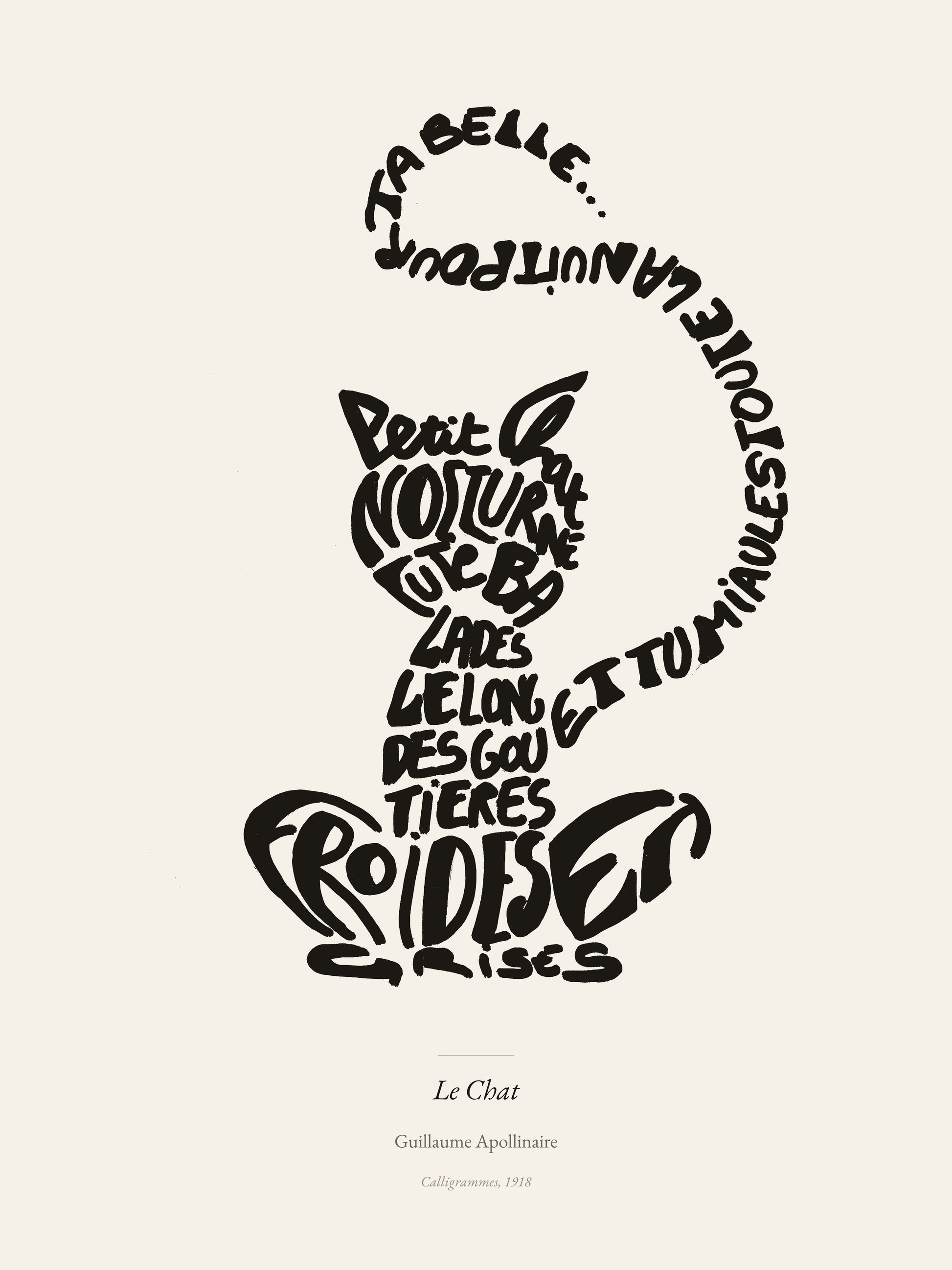 Le Chat, Guillaume Apollinaire | Affiche Poétique Premium | Heure d'Été Studio