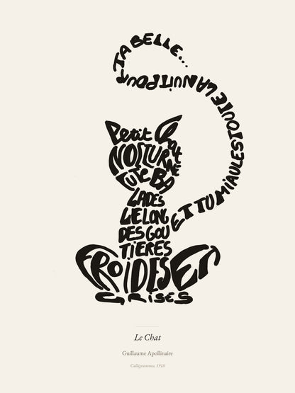 Le Chat, Guillaume Apollinaire | Affiche Poétique Premium | Heure d'Été Studio