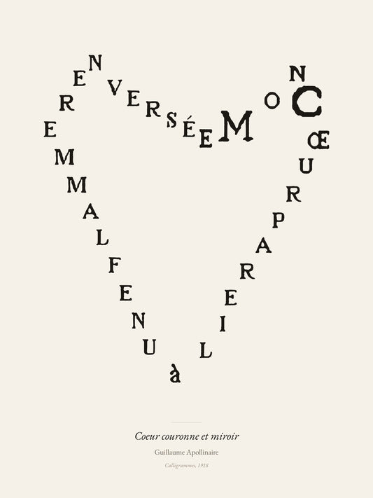 Coeur couronne et miroir, Guillaume Apollinaire | Affiche Poétique Premium