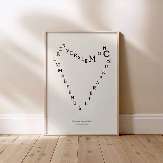 Coeur couronne et miroir, Guillaume Apollinaire | Affiche Poétique Premium
