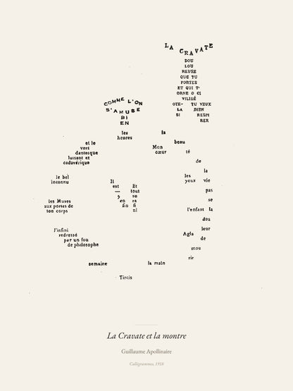 La Cravate et la montre, Guillaume Apollinaire | Affiche Poétique Premium | Heure d'Été Studio