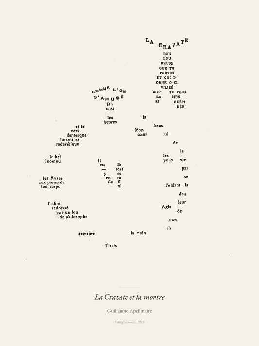 La Cravate et la montre, Guillaume Apollinaire | Affiche Poétique Premium | Heure d'Été Studio