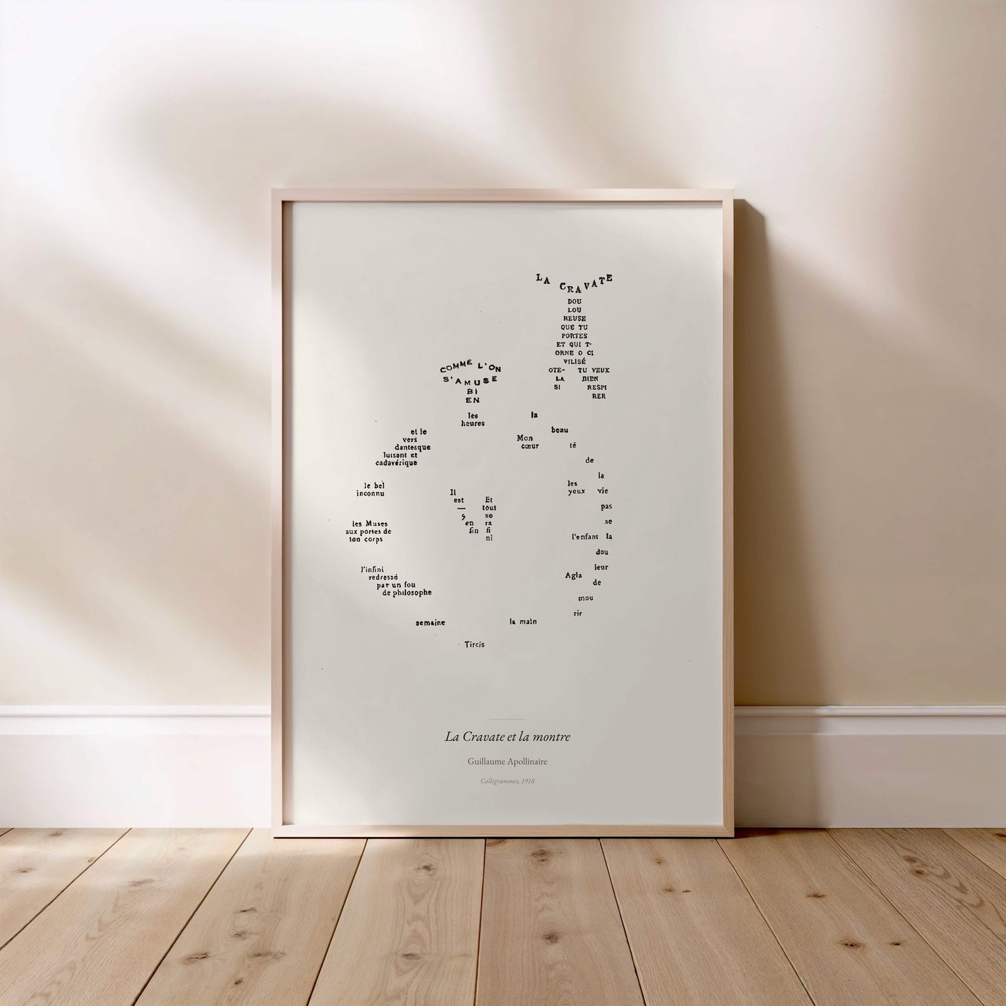 La Cravate et la montre, Guillaume Apollinaire | Affiche Poétique Premium | Heure d'Été Studio