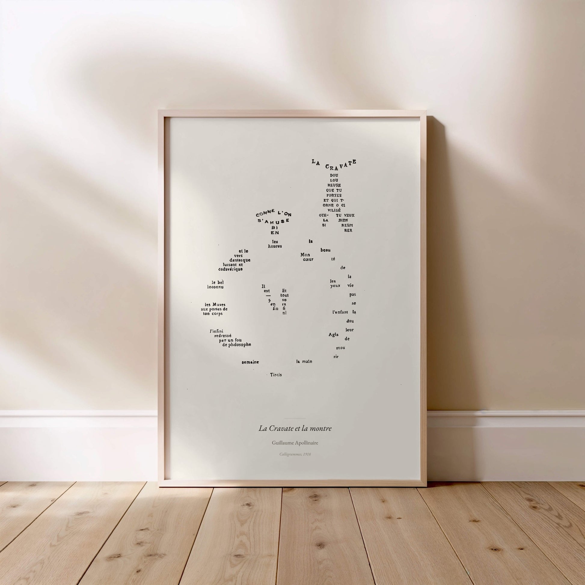 La Cravate et la montre, Guillaume Apollinaire | Affiche Poétique Premium | Heure d'Été Studio
