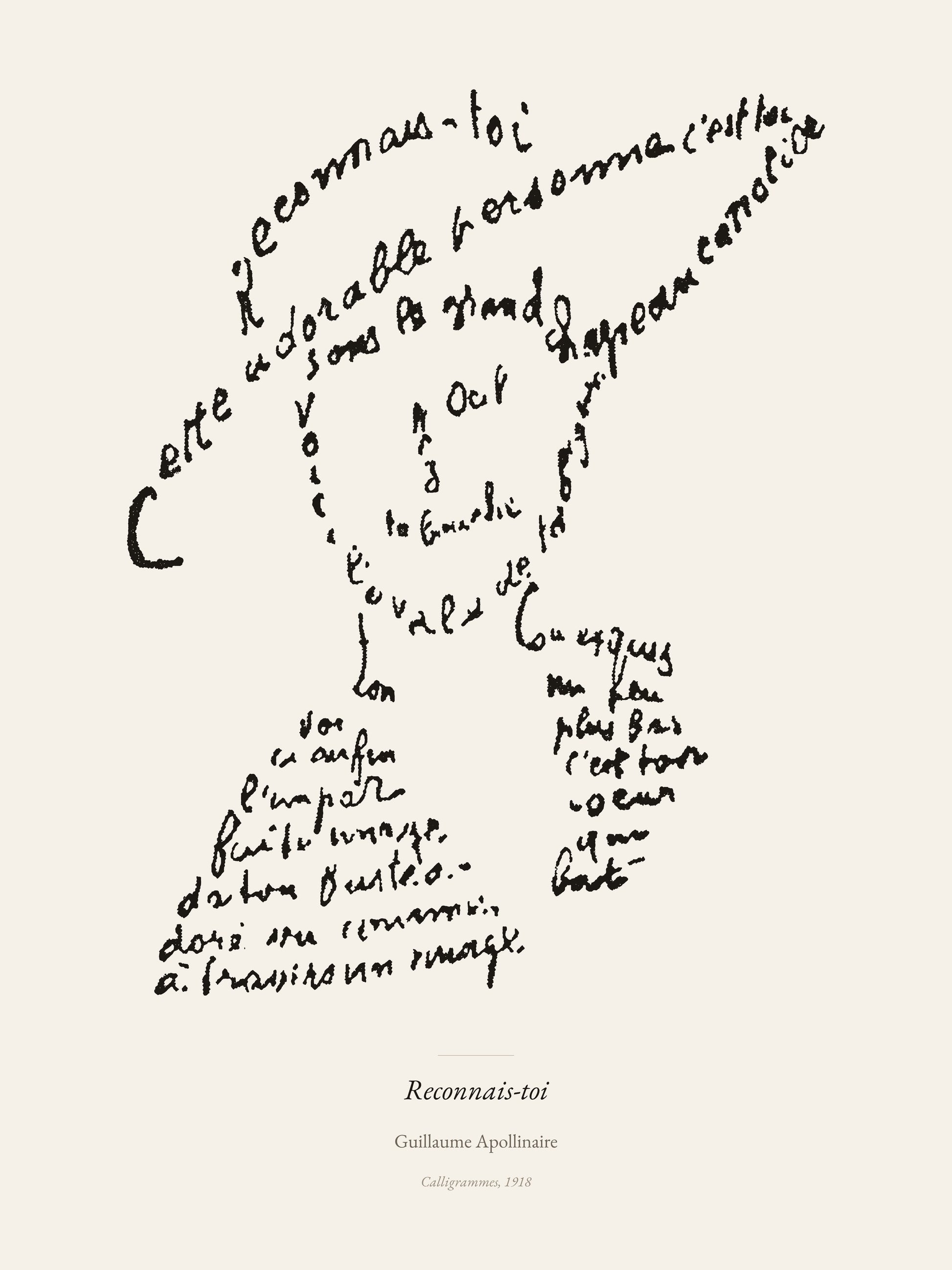 Reconnais-toi, Guillaume Apollinaire | Affiche Poétique Premium | Heure d'Été Studio