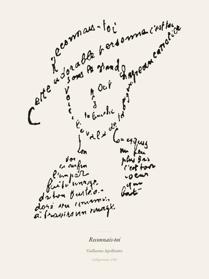 Reconnais-toi, Guillaume Apollinaire | Affiche Poétique Premium | Heure d'Été Studio
